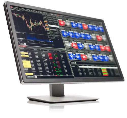 The NinjaTrader desktop platform showing charts and order flow tools
